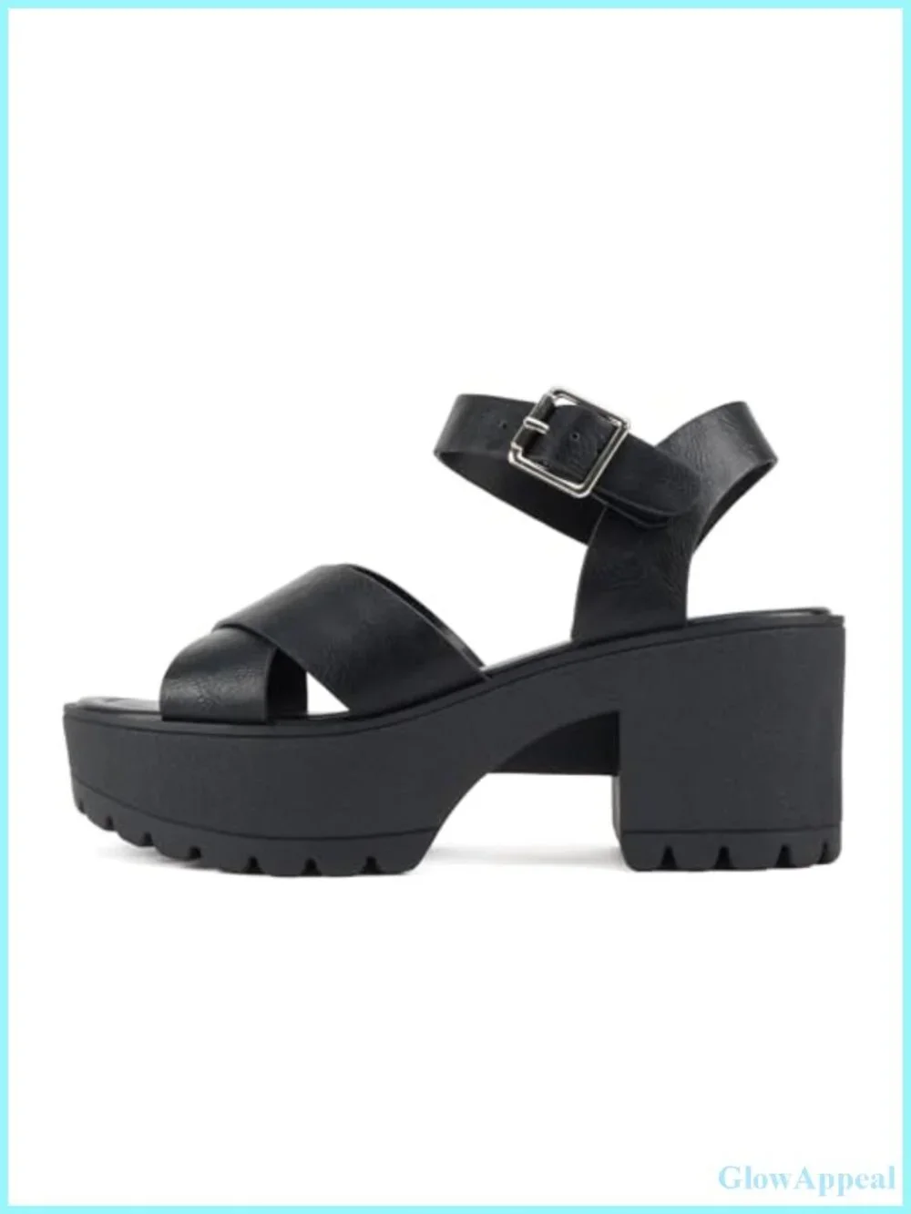 Soda Joey Women Open Toe Criss Cross Strap Mid Heel Platform Sandal